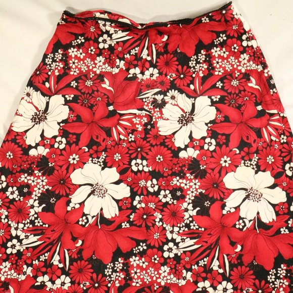 vtg VALERIE STEVENS Floral A-Line Mid Length Skirt Sz 4 US - Picture 4 of 11